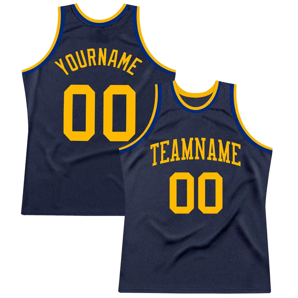 

Custom Navy Gold-Royal Authentic Throwback Basketball Kit Creator