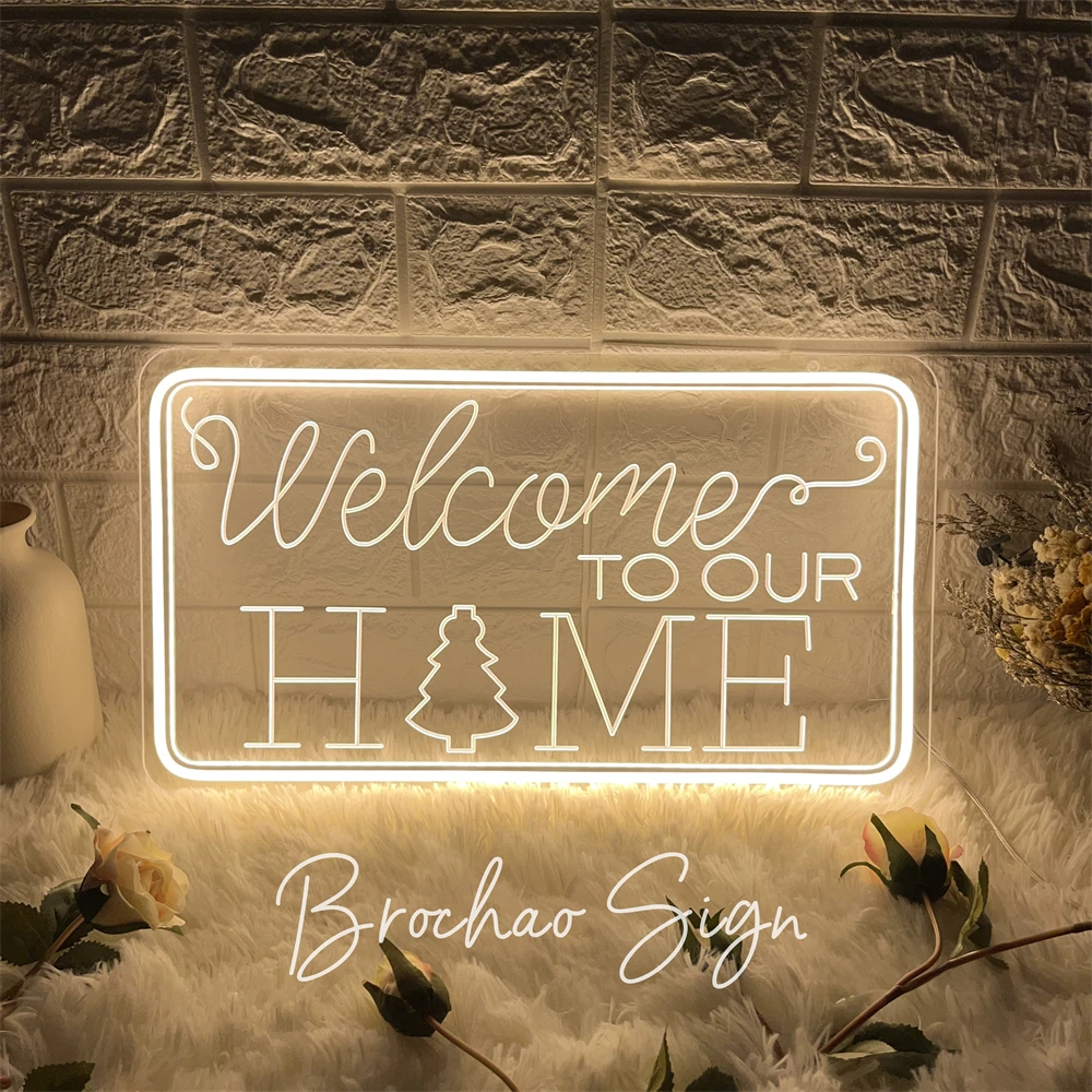 

Christmas Party Welcome Signs Neon Sign Neon Lights Night Light LED 12V For House Living Room Home Room Doorway Wall Decor