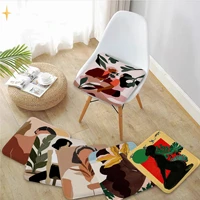 abstract african woman flower leaves creative dining chair cushion circular decoration seat for office desk chair cushions