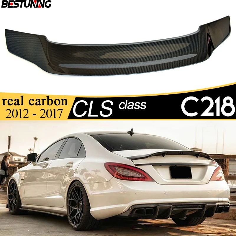 

Real Carbon Fiber CF Rear Spoiler Duckbill for 2012 - 2017 Mercedes CLS Class 4-Door Coupe W218 C218 CLS350 CLS500 CLS63 AMG
