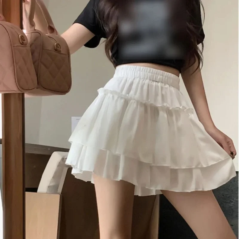 Милые белые шифоновые юбки женские модные облегающие мини-юбки Giris Y2k