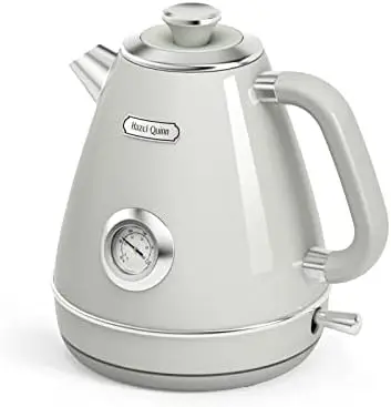 

Quinn Retro Kettle - 1.7 Liters / 57.5 Ounces Tea Kettle with Thermometer, All Stainless Steel, Fast Boiling 1200W, BPA-free, C