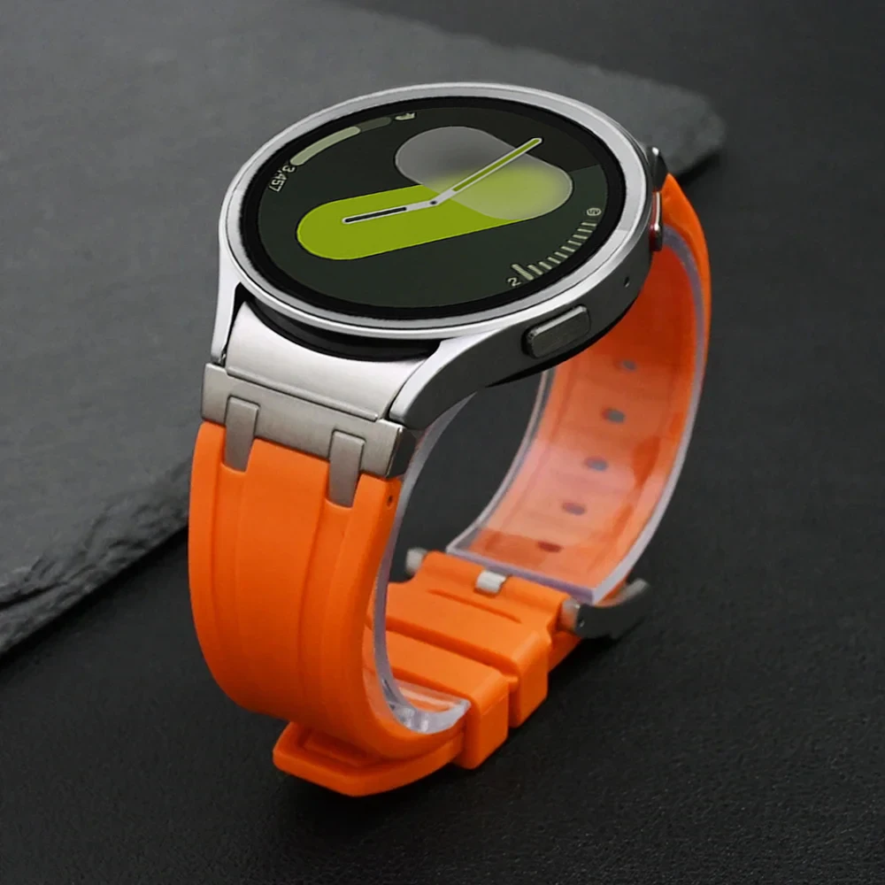 Фото Ремешок для Samsung Galaxy Watch 5pro 7 6 4 Classic 40 мм 44 мм 45 мм без зазора Роскошный браслет Correa 42 43 мм 46 мм 47 мм из силиконовой резины №1