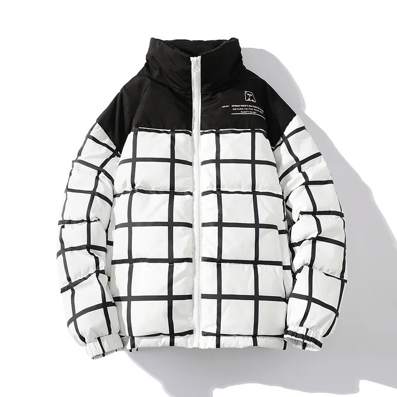 

2023 Winter Men's Down Jackets Warm 90% White Duck Coats Basic Turtleneck Plaid Peacock Blue Puffer Jacket Oversized Women Coat