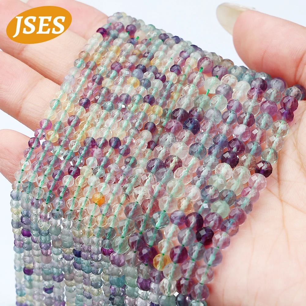 JSES натуральные красочные флюоритовые граненые бусины свободный камень