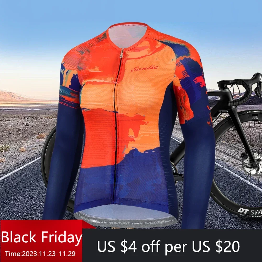 

Santic Woman Cycling Wear Long Sleeve Jacket Summer Outdoor Ridling Sports MTB Bike Biking Sunscreen Breathable Top Asian Size