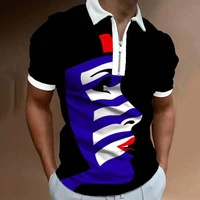men polo shirts summer polo t shirt abstract stripe print short sleeve turn down collar shirt fashion retro men%e2%80%99s clothes 2022