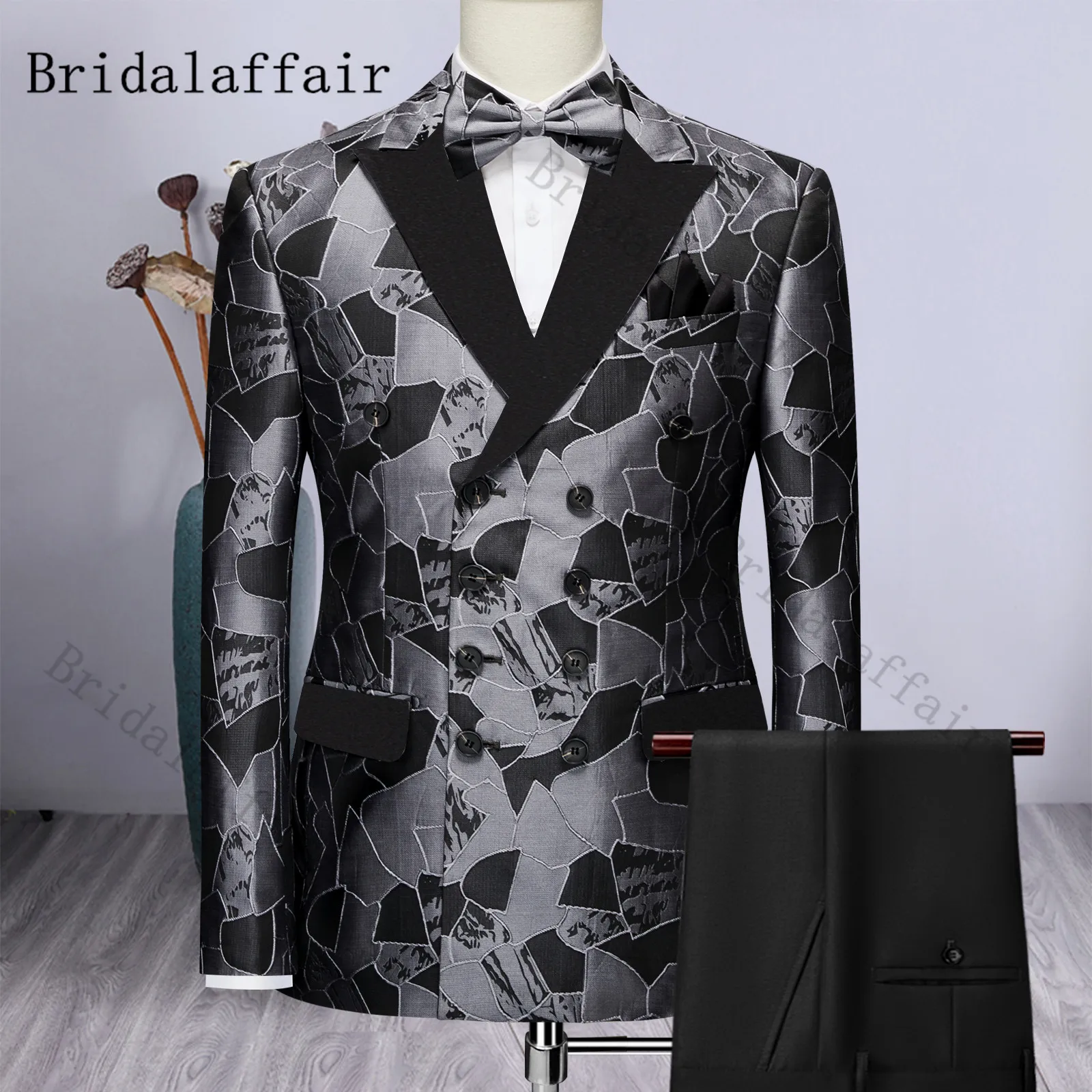 Bridalaffair женский свадебный костюм черный серебристый новинка 2022 блейзер с 4