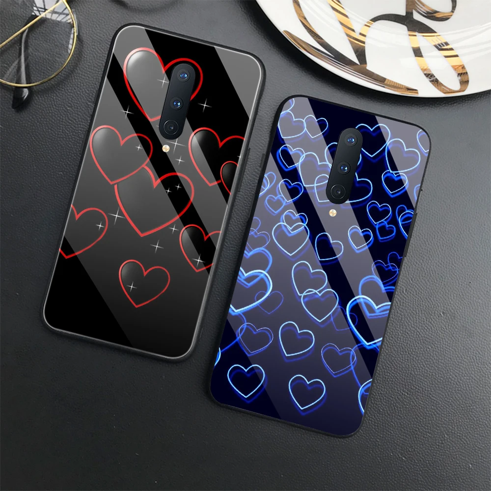 

Love Heart Case for OnePlus 5 5T 6 6T 10 8 9 7 Pro 7T 8T 9Pro 9R 9RT Nord N20 N10 2 5G N100 Tempered Glass Protection Shell