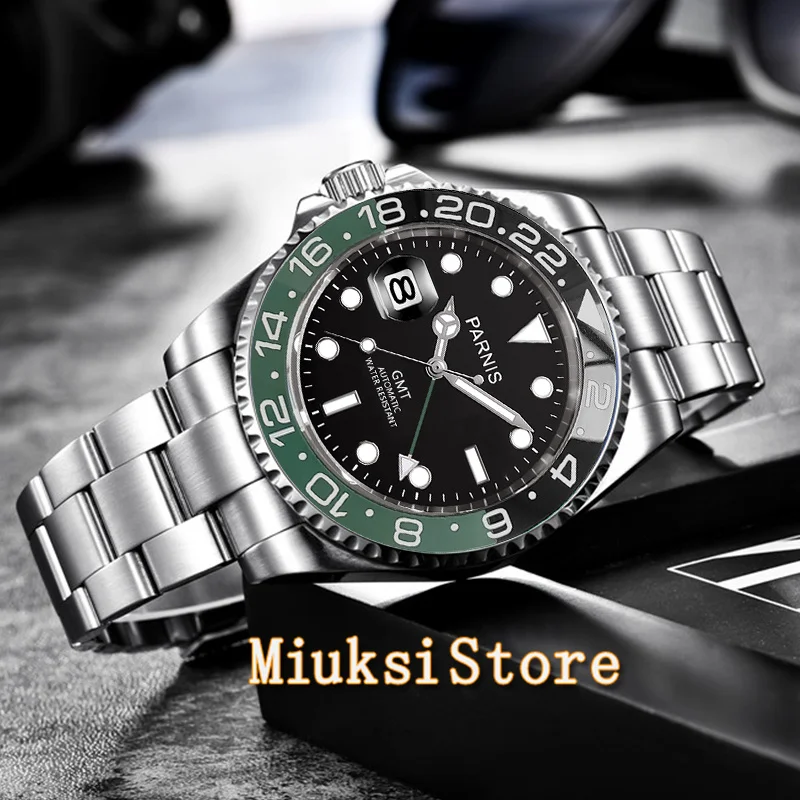 Мужские автоматические часы с сапфировым стеклом PARNIS 40 мм новая левая Корона