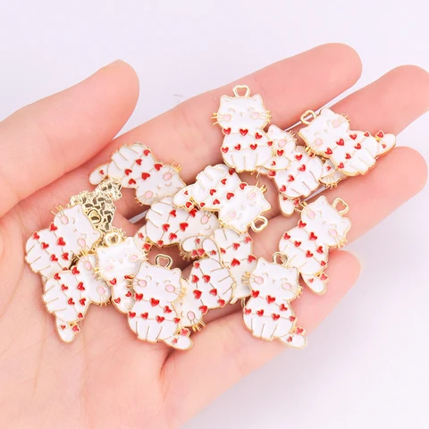 20 шт. 13*15 мм, сплав, эмаль, кот, подвески, ювелирные изделия, модные серьги, ожерелья, браслеты, крафтовые принадлежности, аксессуары DIY Findg