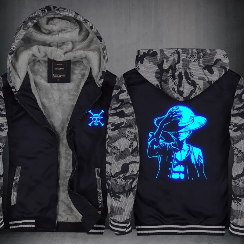 Fans Made Winter Hoodie Monkey D. Luffy UTA Law At Night Zip Up Hoodies 3D Printed Hooded Cosplay Sweatshirts
