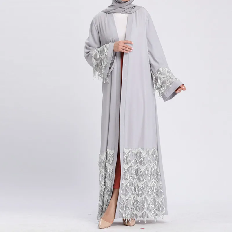 Модная Лидер продаж мусульманская абайя из сетчатой ткани с блестками Турецкая