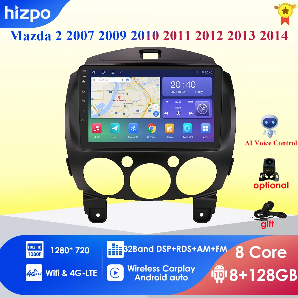 

Автомагнитола 4G-LTE Carplay для MAZDA 2 Mazda2 2007-2014, 2 Din