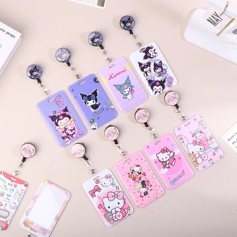 Sanrio мультфильм выдвижной зажим держатель ID карты женщин дверь девушки держатели