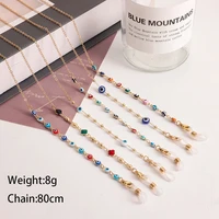 new fashion demon eye sunglasses neck color crystal pearl mask chain for women love flower zircon reading glasses chain jewelry