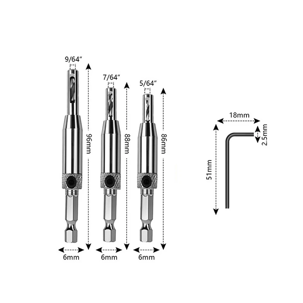 

3pcs Self Centering Hinge Drill Bit Door Window Cabinet Cupboard Hinge Drilling Hole Cutter Woodworking Center Drill Bit