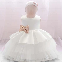 2022 newborn baptism dress princess backless vestidos multi layer tulle wedding gown baby girls frocks for party 1st birthday