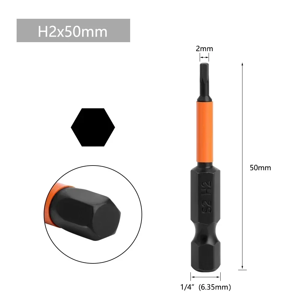 

Магнитная шестигранная отвертка 1/4", 50 мм, набор бит H1.5-H6