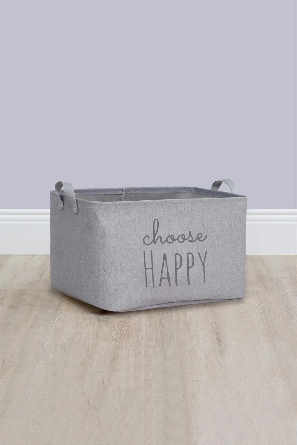 

Choose Happy printed gray basket // 30x21x18