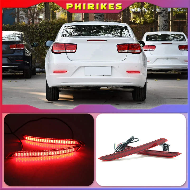 2pcs LED Red Len Rear Bumper Reflector LED Stop Brake Tail Light Lamp For Chevrolet Malibu 2016-2018 Car Accessories