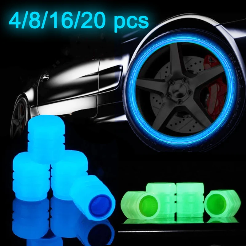 

Luminous Tire Valve Caps Fluorescent Tyre Stem Cover Night Glowing Valve Stem Cap Nozzles Light Valve Cap for Car Motorcycle