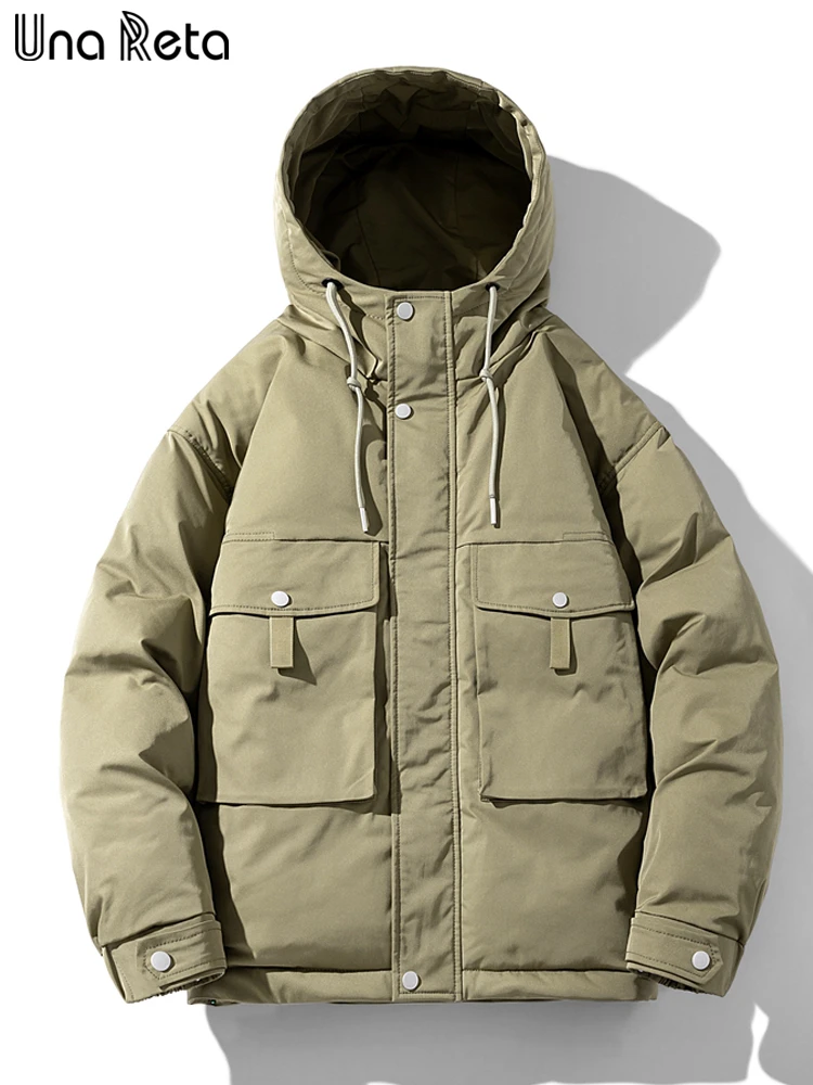 

Una Reta Winter Jacket Coats Men New StreetwearCasual Solid Jackets Hip Hop Cotton Coat With Hooded Man Plus Size Parkas