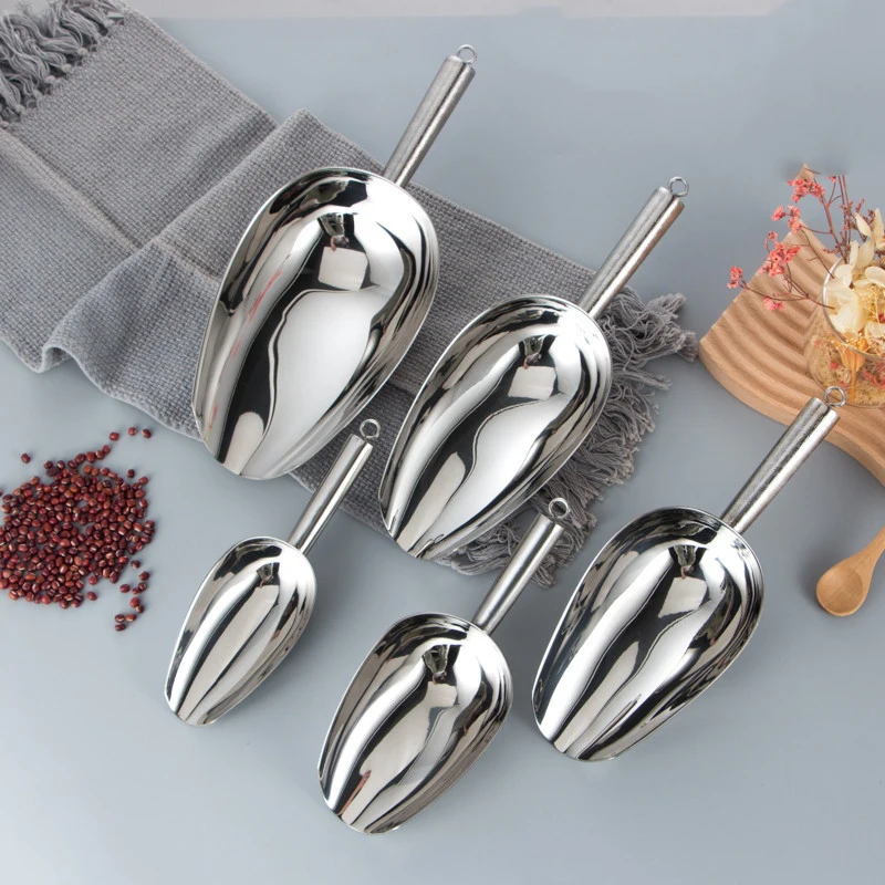 1Pcs Stainless Steel Ice Scoop Bar Pub Home Kitchen Cubes Spice Sugar Flour Nut Gadget Round Shovel | Дом и сад