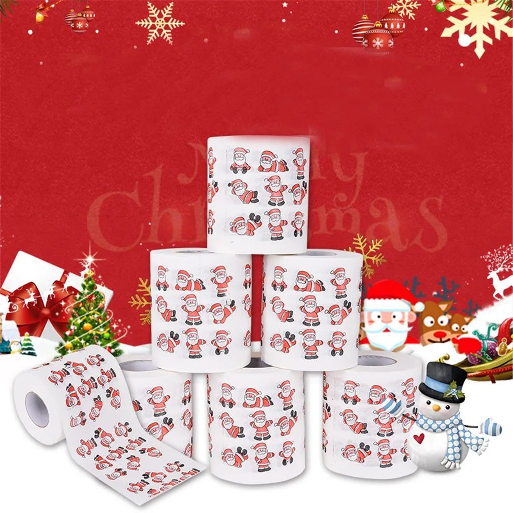 Рождественский узор цветная туалетная бумага Санта-Рождественская елка