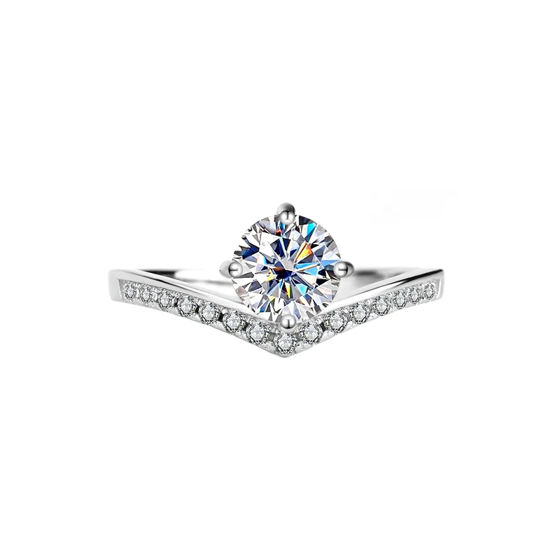 Pure Silver Platinum Plated Moissanite Diamond Pen Princess Crown Genuine Diamond Ring Imitation Diamond Proposal Wedding Ring