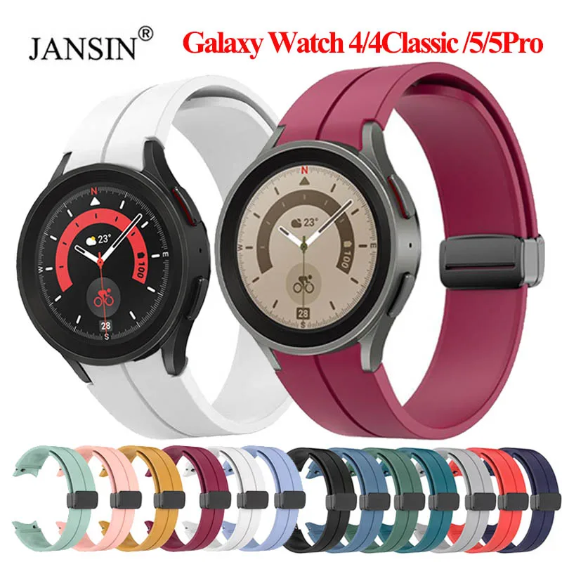 

Ремешок силиконовый для Samsung Watch 5/4 44 мм 40 мм 5 Pro 45 мм, браслет с магнитной застежкой для Galaxy Watch 4 Classic 42 46 мм, оригинал