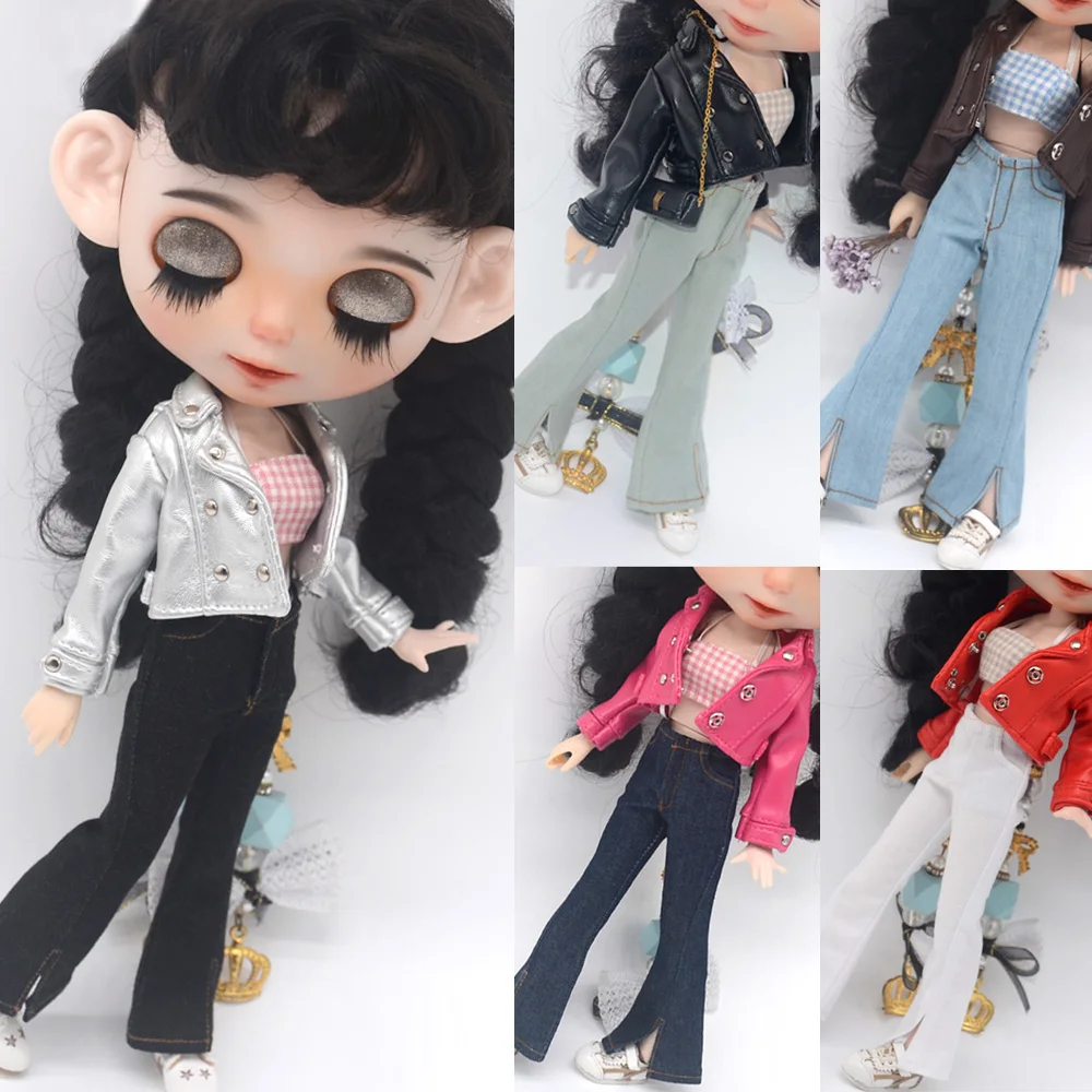 Фото Одежда для кукол блайз Azone OB24, 28-30 см, модные кожаные куртки, джинсы, расклешенные брюки, топ-труба, аксессуары, подарок для девочек, игрушки №1