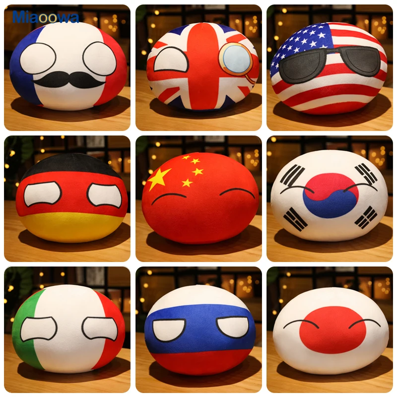 

10CM Creative Polandball Plush Dolls Funny Country Ball Toys USSR USA FRANCE RUSSIA UK JAPAN GERMANY CANANDA ITALY Pendant Toy