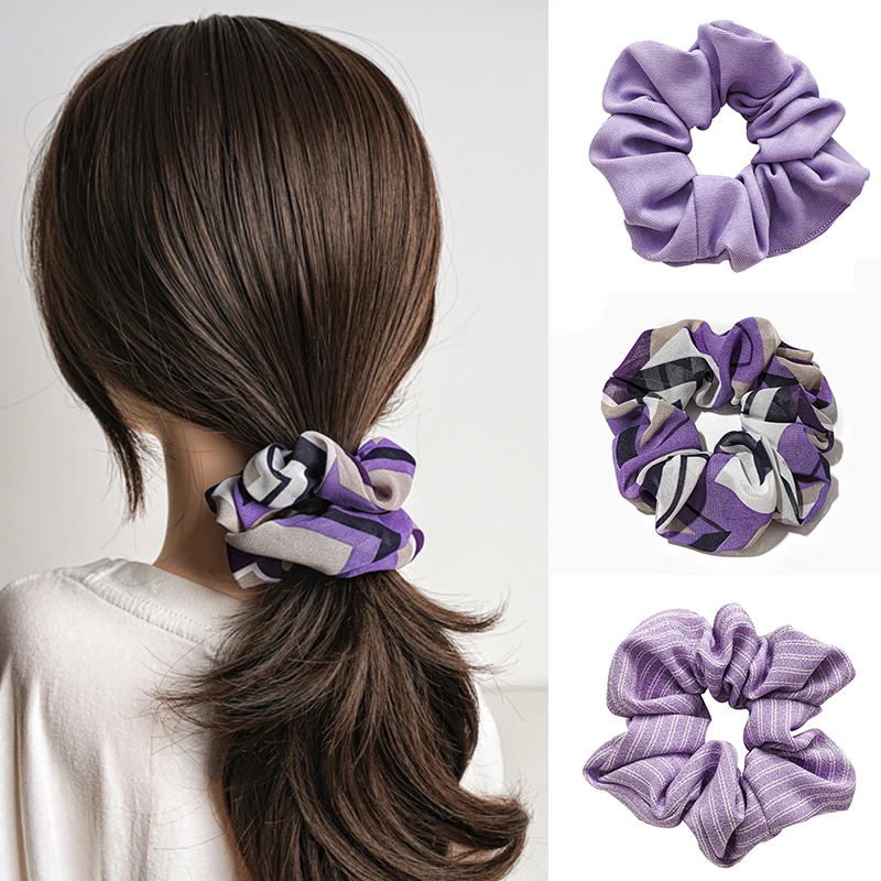 

Purple Series Scrunchies Elastic Hairbands Stretchy Chiffon Hair Ties Simple Rubber Bands Ponytail Holder Sweet Hair Accessories