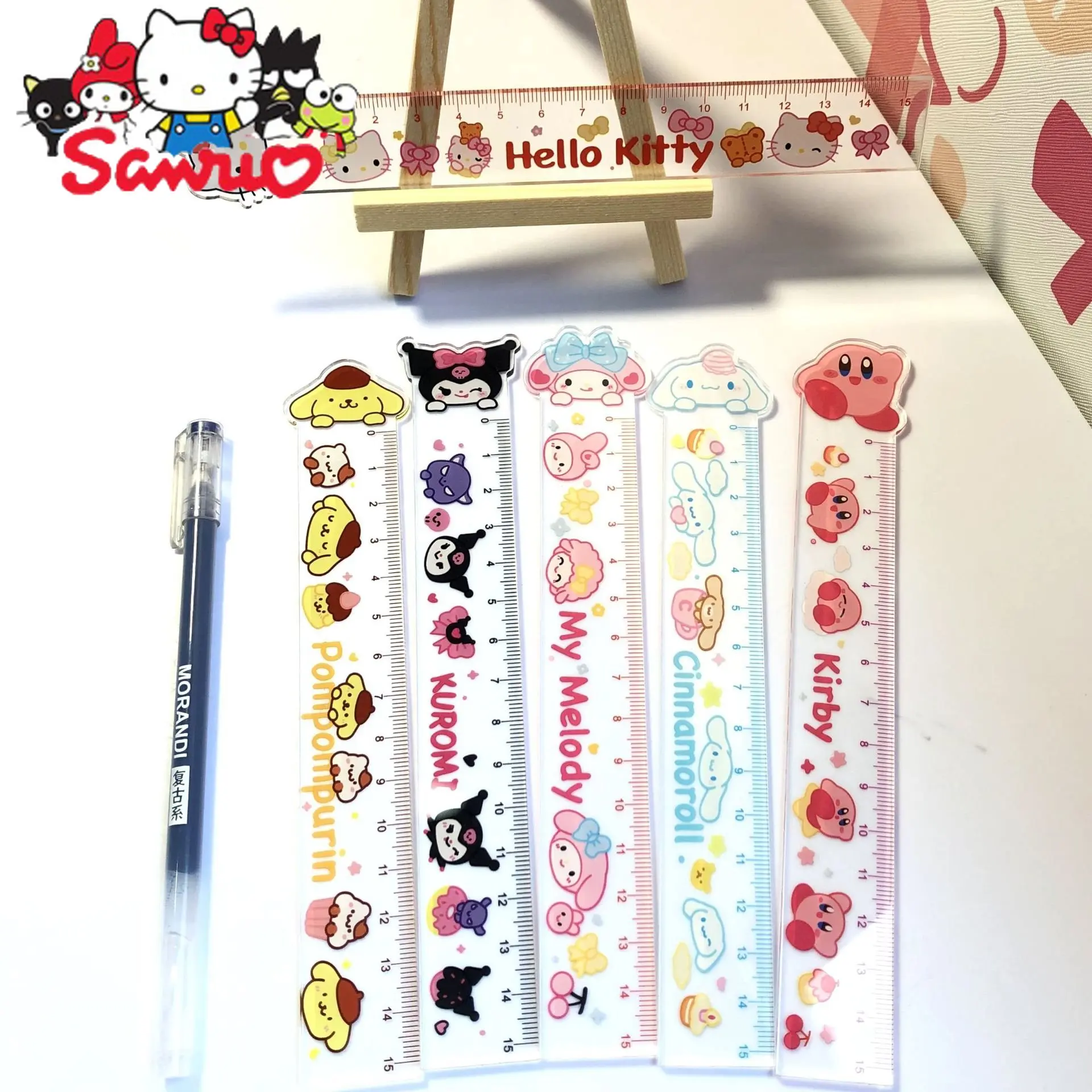 

Sanrio Melody Kuromi Hello Kitty Cinnamoroll Transparent Double Layer Acrylic Ruler Measuring Stationery Girl Holiday Gifts 15CM