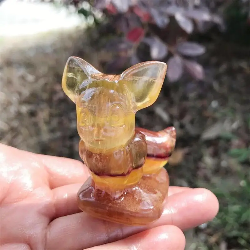 Натуральный флюорит мультяшная резьба лечебные камни и кристаллы украшение для