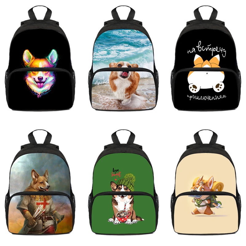 

3D Print Welsh Corgi Pembroke Backpack Kindergarten Children Bag Pet Dog Schoolbags Kids Cute Bookbag Women 12/16 inch Travelbag