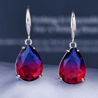 creative colorful two tone crystal water drop earrings for women engagement wedding silver earrings anniversary gifts jewelry