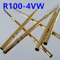 100pcs r100 4vw brass tube test probe length 38 3mm test pin gold plated flat head spring test probe tool pin receptacle socket
