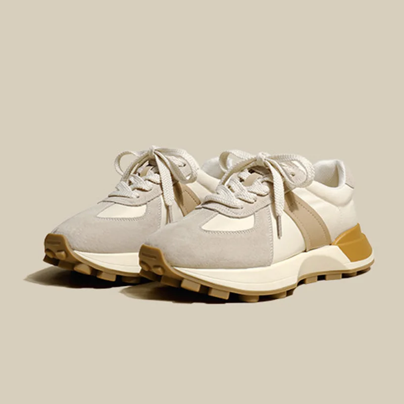 ZR DIARY Casual Sneakers Women Microfiber Patchwork Mixed Colors Lace-Up Round Toe Platform Shoes Lady Flats Handmade 231913