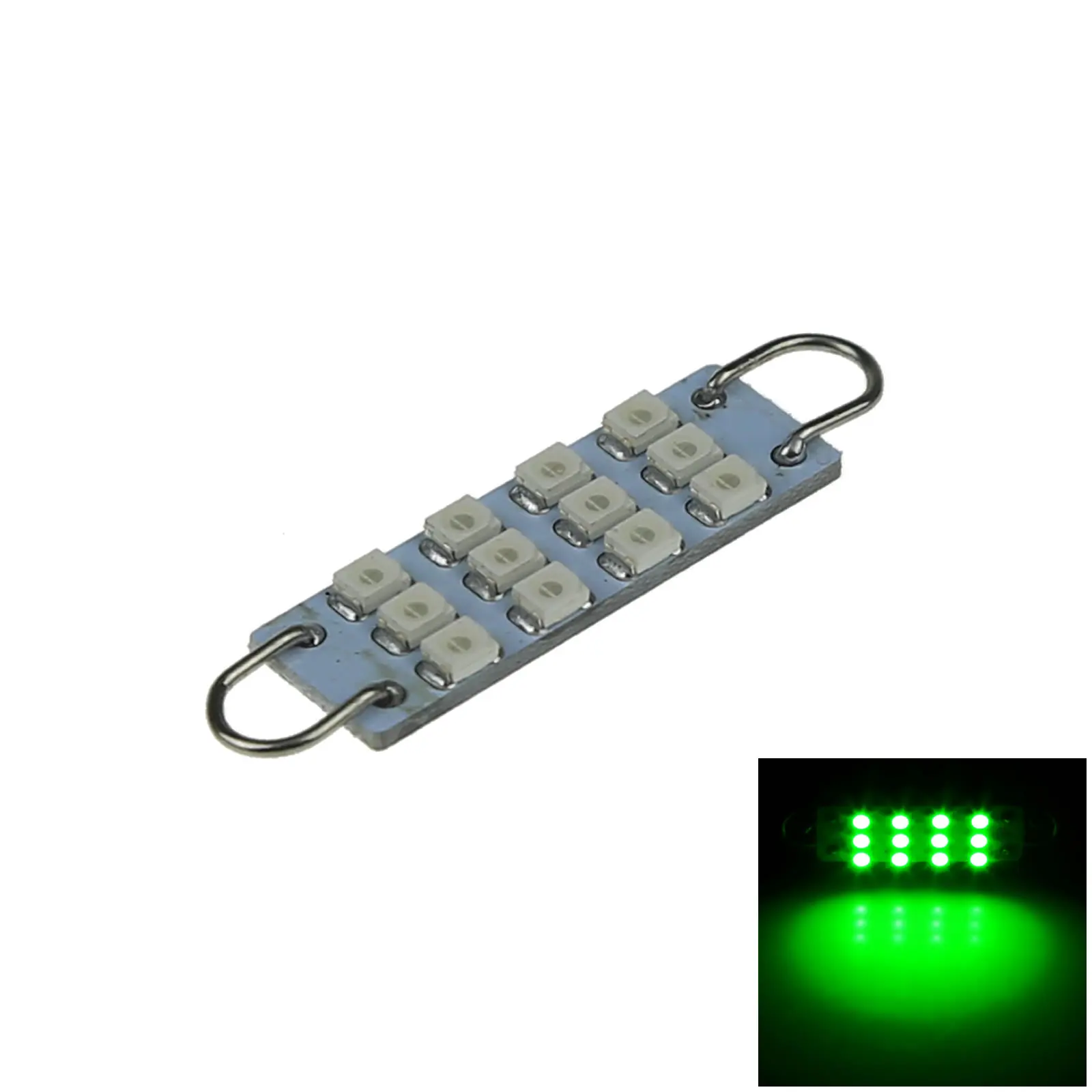 

1x зеленая Автомобильная жесткая петля Festoon Lamp Dome светильник 12 эмиттеров 1210 SMD СВЕТОДИОДНЫЙ 211-2 560 I501-G