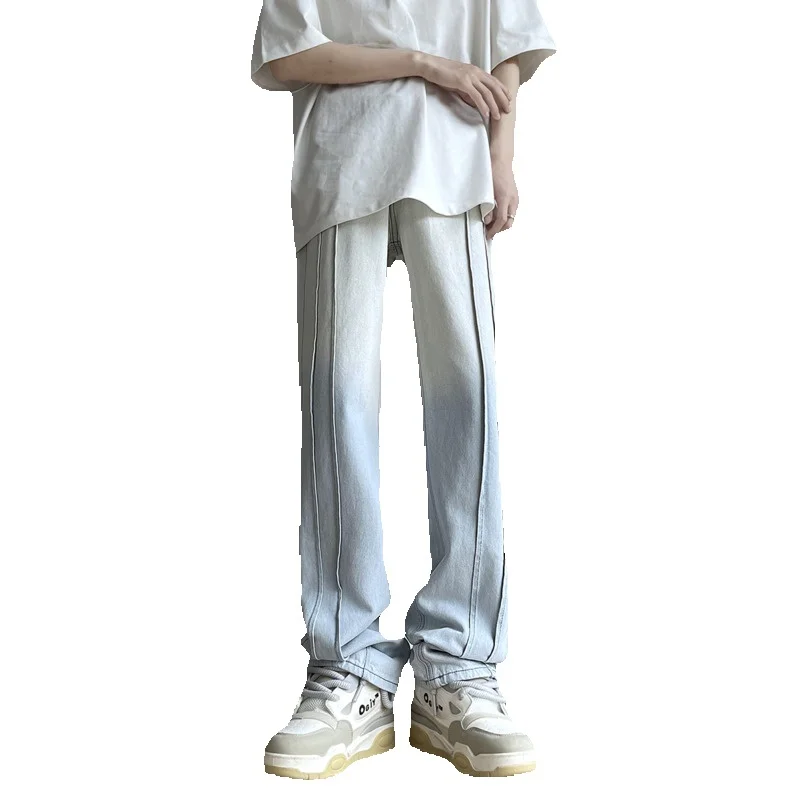 Blue Black Baggy Jeans Men Fashion Retro Gradient Jeans Men Streetwear Hip-hop Loose Straight Denim Pants Mens Trousers M-2XL