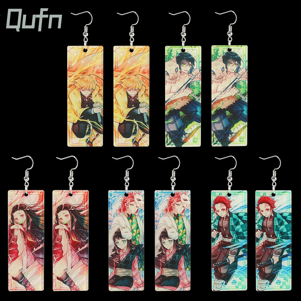 

Japan Anime Demon Slayer Acrylic Stud Earrings Ear Clip Cosplay Figure Kamado Nezuko Agatsuma Zenitsu Earrings Jewelry Prop