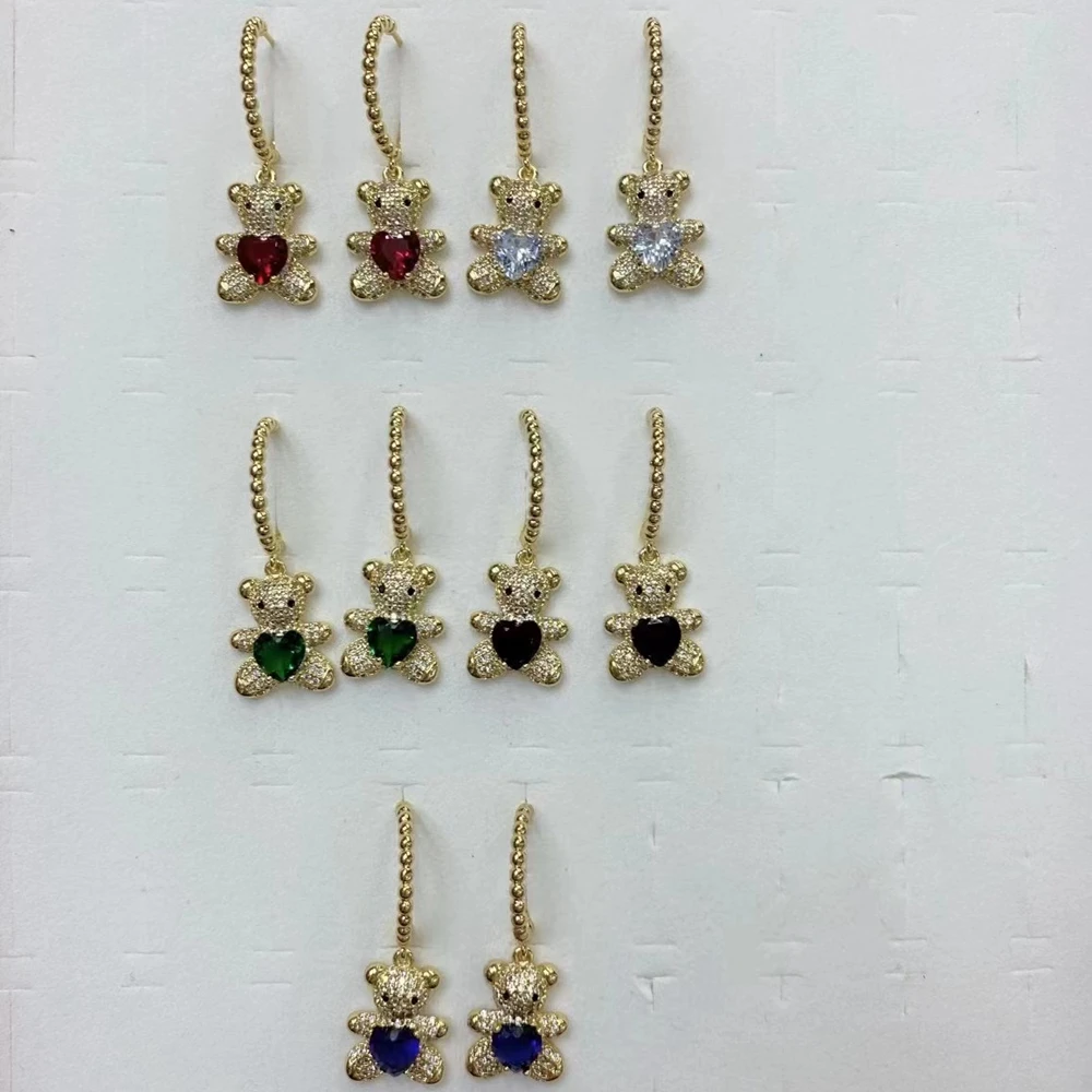 

5 пар, модные изысканные циркониевые серьги в виде сердца