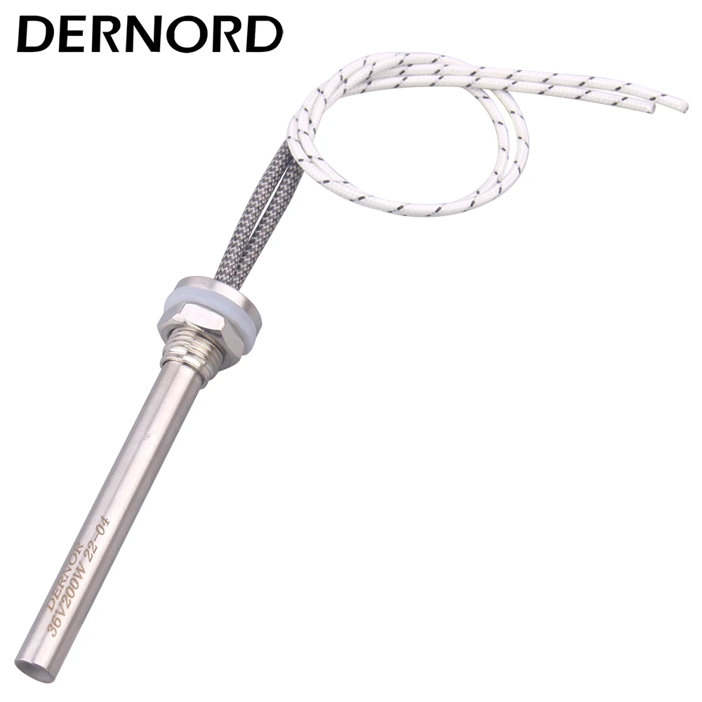 

DERNORD 36v 48v Cartridge Heater M14 Stainless Steel DC Tubular Heater Resistance Immersion Water Heating Element 200w/400w