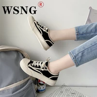 fashion thick soled canvas shoes 2022 casual student flat shoes lace up new lightweight breathable walking ladies womens shoes