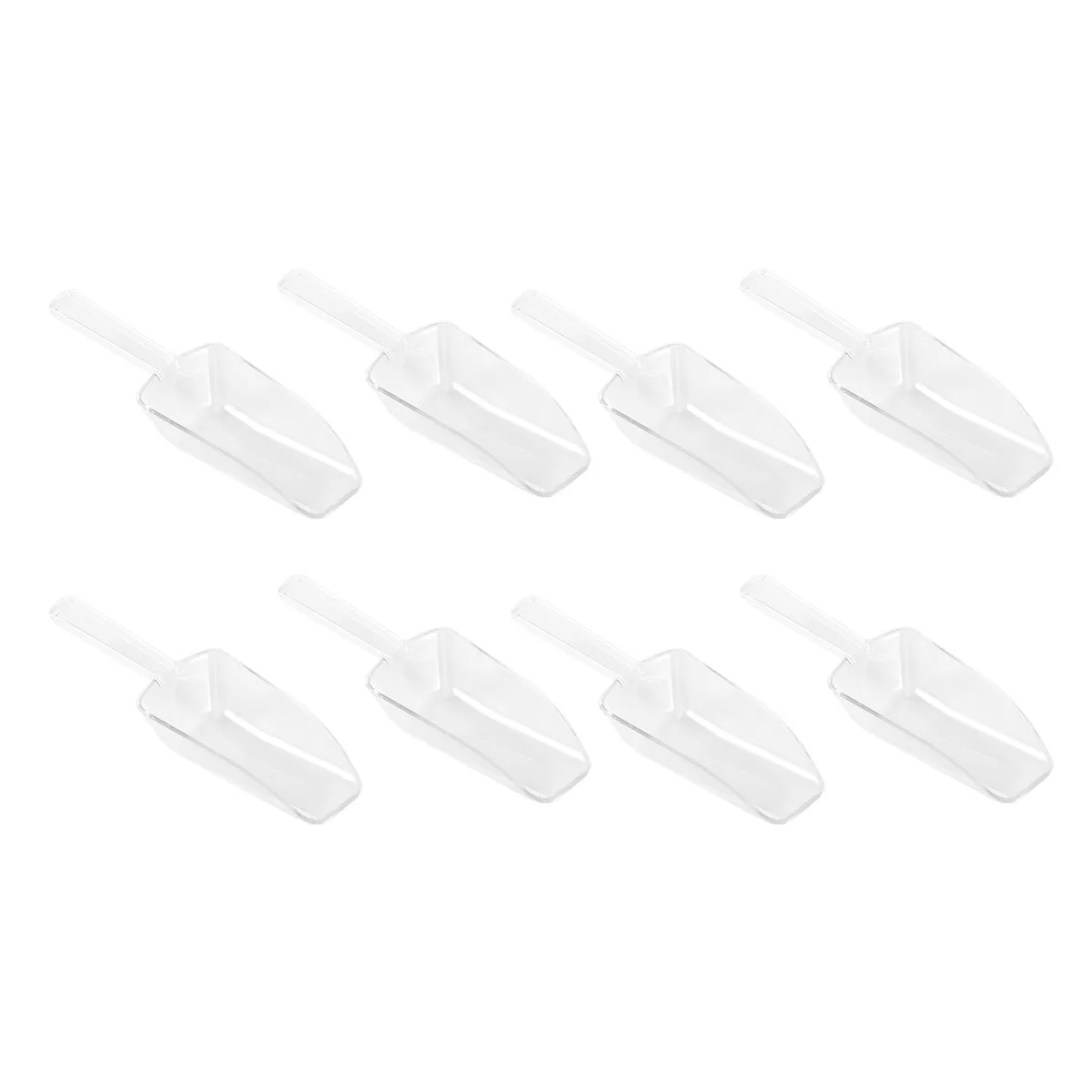 

8Pcs Plastic Scoop Mini Clear Flour Ice Candy Dessert Buffet Popcorn Scoop Shovel (White)