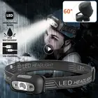 Головной Светодиодный фонарь с датчиком, самая мощная Аккумуляторная головная лампа с USB, Головной фонарь, водонепроницаемый светильник ильник для кемпинга, походов