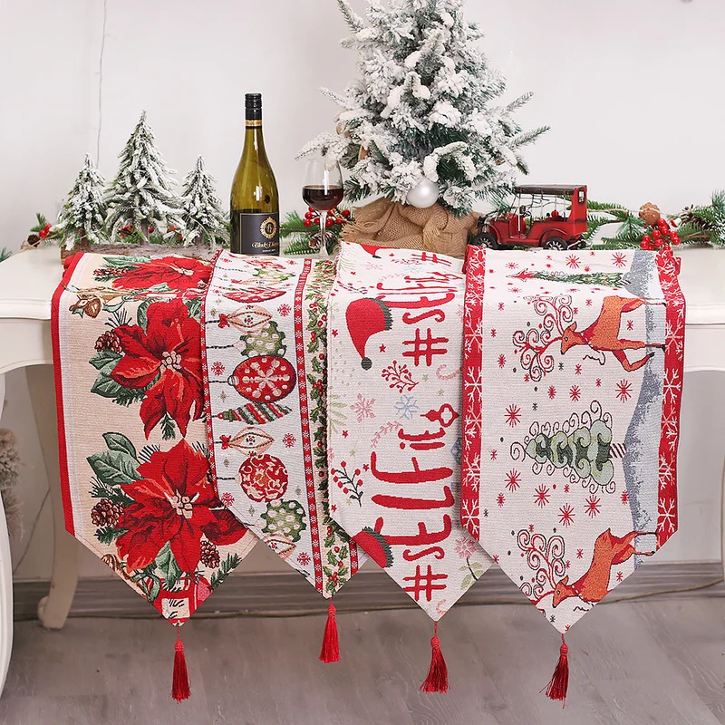 

Christmas Flower Snowman Table Runner for Dining Table Christmas Table Runner Decoration Christmas Ornaments New Year 2023 Noel