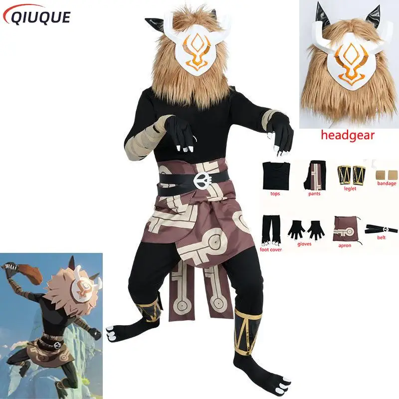 

Genshin Impact Hilichurl Cosplay Costume Game Clothing Plush Hood Headgear Mask Men Women Halloween Costumes